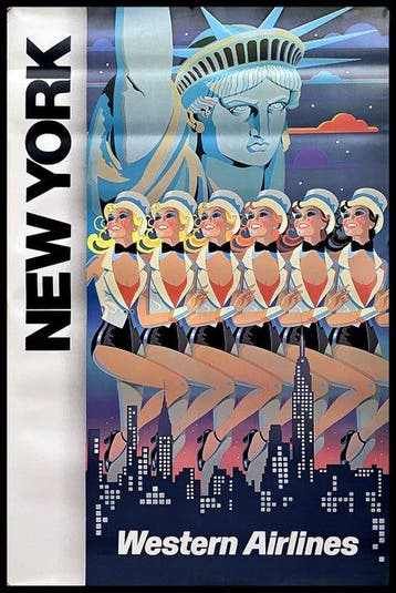 Anonymous - New York - Western Airlines - 1980ca - Jaren, Antiek en Kunst