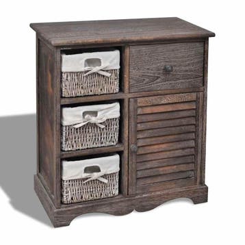vidaXL Kast met links 3 weefmanden hout bruin, Verzenden, Nieuw