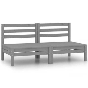 vidaXL Tuinmiddenbanken 2 st massief grenenhout grijs, Tuin en Terras, Verzenden, Nieuw
