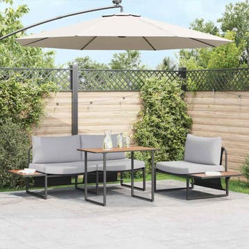 vidaXL Tuin eettafelset 3 st Lichtgrijs Staal, Verzenden, Nieuw, Rvs, 3 zitplaatsen