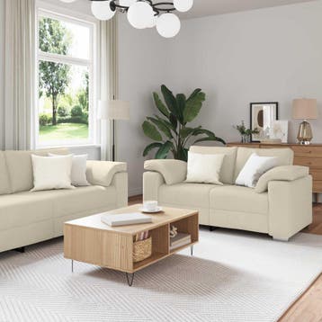 vidaXL Bank 3 st Beige Linnen-mix stof, Huis en Inrichting, Banken | Bankstellen, Verzenden, Nieuw, Stof, 200 tot 250 cm