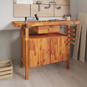 vidaXL Werkbank met lade en bankschroeven 124x52x83 cm, Verzenden, Nieuw