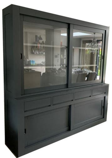 Buffetkast antraciet - grijs design 220cm soft close, Huis en Inrichting, Kasten | Buffetkasten, Ophalen of Verzenden, Nieuw
