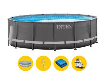 Intex Ultra XTR Frame zwembad - 488 x 122 cm - met, Tuin en Terras, Verzenden, Nieuw, Rond