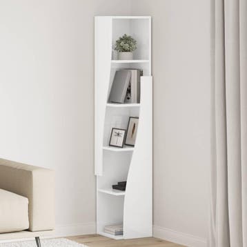vidaXL Hoekkast 27,5x27x140cm Bewerkt hout Hoogglans wit, Verzenden, Nieuw