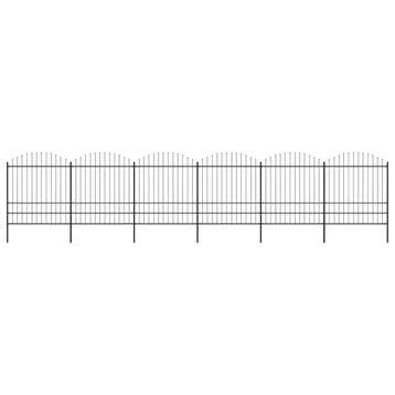 vidaXL Tuinhek met speerpunt staal 1005x200 cm zwart, Tuin en Terras, Schuttingen, Verzenden, Nieuw, IJzer, 2 meter of meer