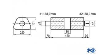 FOX Uni-geluiddemper trapeziumvormig met kamer + sok - Afwij, Verzenden, Nieuw