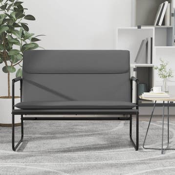 vidaXL Bankje 100x64x80 cm kunstleer grijs, Verzenden, Nieuw, Leer, Minder dan 150 cm