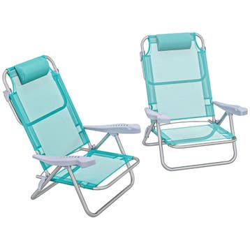 2-delige Set Opvouwbare Campingstoelen Met 6-voudig Verstelb, Verzenden, Nieuw