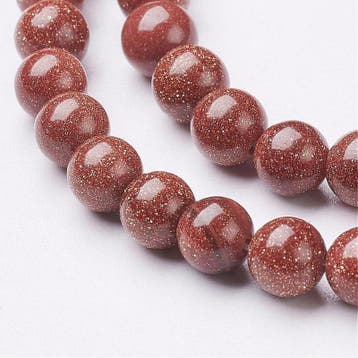 10 x Goldstone kraal 6 mm – gat 1 mm – rood / bruin., Ophalen of Verzenden, Nieuw, Kraal