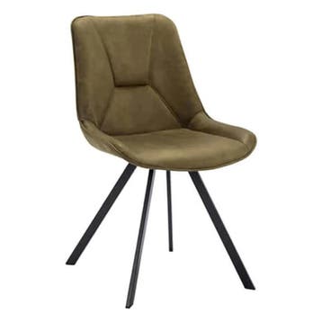 Stoelen | CARMEN | Leer/Metaal | Moss | Zwarte Poten |, Verzenden, Nieuw in verpakking