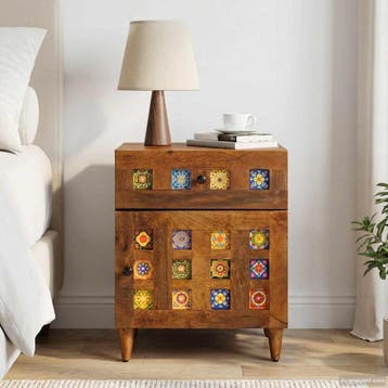 vidaXL Nachtkastje Bruin 50 x 33 x 60 cm Massief Mango Hout, Verzenden, Nieuw, 55 tot 70 cm, 45 tot 65 cm