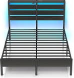 Bedframe met lattenbodem - 120x200 cm - Metaal - Zwart - Rol, Verzenden, Zo goed als nieuw