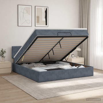 vidaXL Ottoman bed met matras Donkergrijs 180 x 200 cm, Verzenden, Nieuw, Stof