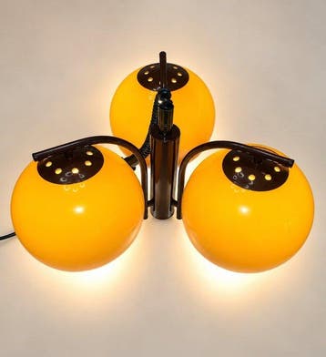 3-Light Adjustable Space Age Pendant Lamp – 1970s -