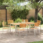 vidaXL Tuin eettafelset 7 pcs Bruin Massief Teakhout, Verzenden, Nieuw, 7 zitplaatsen