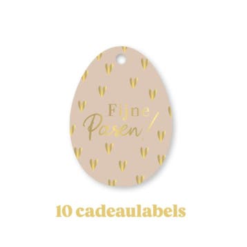 10x Cadeaulabel - VROLIJK PASEN - Beige - goudfolie - paa..., Ophalen of Verzenden, Nieuw