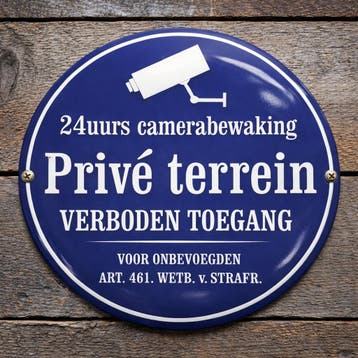 Emaille bord privé terrein verboden toegang, Verzenden, Nieuw