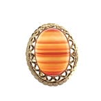 Vintage gouden ring met carneool bandagaat, Sieraden, Tassen en Uiterlijk, Ringen, Gebruikt, Overige kleuren, 20 of groter, Ophalen of Verzenden