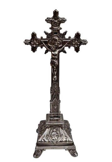 Antiek Crucifix - Legering, Verzilverd - 1940-1950 - 41 cm
