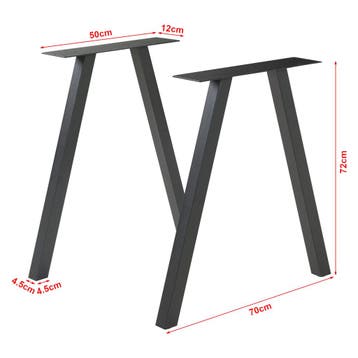 Stalen onderstel Heustreu set van 2 tafelpoot 72x70 cm zwart, Verzenden, Nieuw