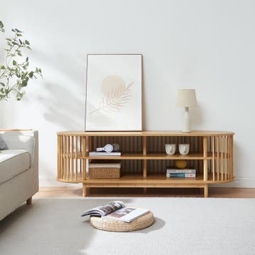 Tv-meubel Jarvenpaa met 4 open vakken 150x48x50 cm naturel [, Verzenden, Nieuw