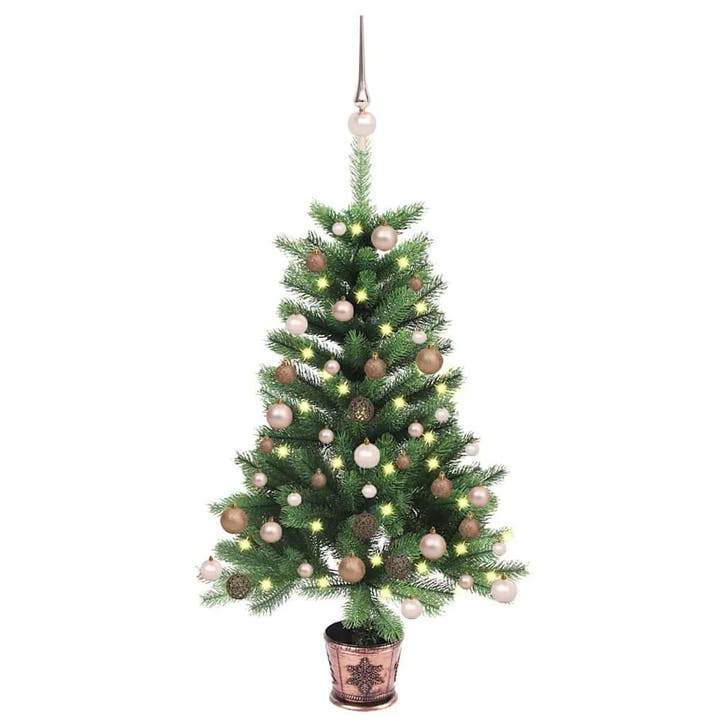 vidaXL Kunstkerstboom met verlichting en kerstballen 90 cm, Diversen, Kerst, Nieuw, Verzenden