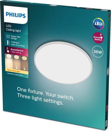 Philips SuperSlim plafonnière - wit - groot - warmwit licht, Ophalen of Verzenden, Nieuw
