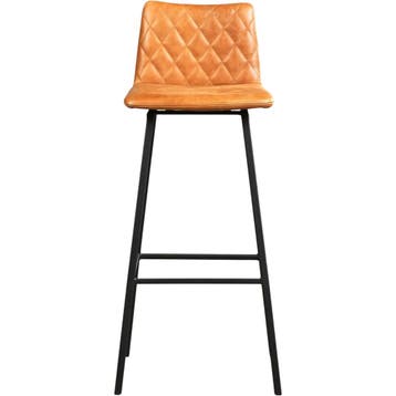 Set van 6 Leren barkruk Catch hoog - Vintage Cognac, Huis en Inrichting, Ophalen of Verzenden, Nieuw, Leer, 90 cm of meer