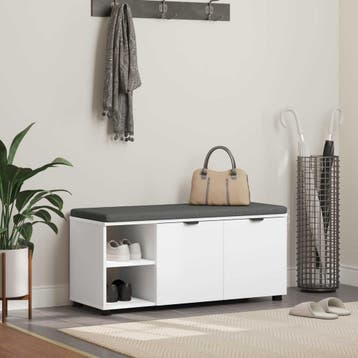 vidaXL Halbank Wit 100 x 38 x 46 cm Geïndustrialiseerd hout, Verzenden, Nieuw