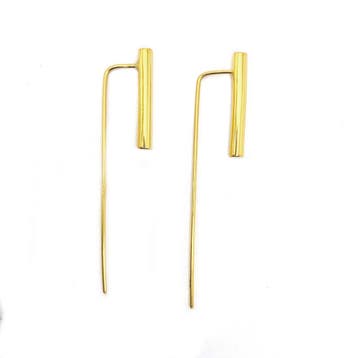 Gold plated design koker haak oorhangers, Verzenden, Nieuw, Zilver