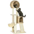Krabpaal Kat Met Kattenhuis Van Rattan, Meerdere Platformen,, Verzenden, Nieuw