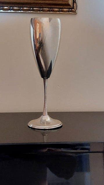 Champagne fluitje - .800 zilver - Dwarsfluit Rino Greggio, Antiek en Kunst