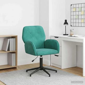 vidaXL Draaischrijfstoel 54 x 55 x 90 cm Turquoise fluweel, Verzenden, Nieuw