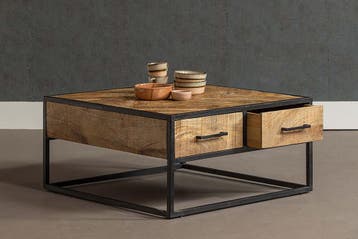 Salontafel Mangohout Gwenn 80x80 cm, Verzenden, Nieuw, Industriële meubels, Overige vormen