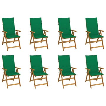 vidaXL Inklapbare stoelen 8 st met kussens massief, Tuin en Terras, Verzenden, Nieuw, Hout