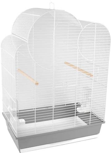 Vogelkooi Flamingo Wammer 1 Wit/Grijs – Parkietenkooi met., Verzenden, Nieuw, Metaal, Vogelkooi