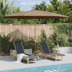 vidaXL Parasol met houten paal 350 cm taupe, Verzenden, Nieuw, 3 tot 4 meter