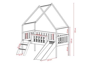Halfhoogslaper met Glijbaan Abe 80 x 180 Wit, Verzenden, Nieuw, Hoogslaper