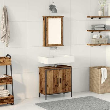 vidaXL Badkamermeubelset met plank met opslag 2 pcs Bruin, Verzenden, Nieuw, Overige typen