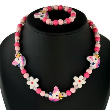 Fako Bijoux - Kinderketting en Armband - Hout - Eenhoorn &, Verzenden, Nieuw