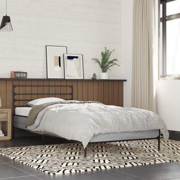 vidaXL Bedframe bewerkt hout en metaal grijs sonoma eiken, Eenpersoons, Verzenden, Nieuw, Metaal