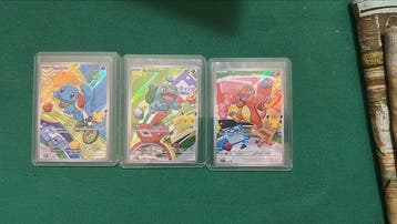 Pokémon - 3 Card - Squirtle, Bulbasaur, Charmander Full art,, Nieuw