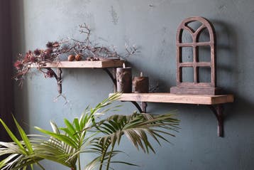 Set van 2 Rustieke Houten Wandplanken met Vintage Steunen -, Verzenden, Eigen ontwerp, Nieuw