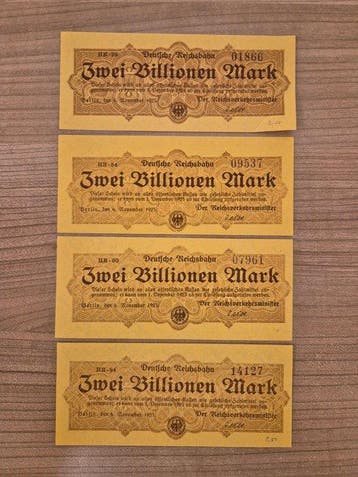 Duitsland. - 4 x Zwei Billionen Mark 1923 – Deutsche