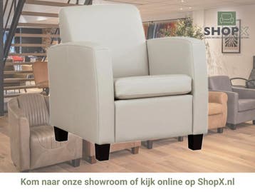Leren fauteuil Joy - Toledo Bianco (gebroken wit) - Poten, Huis en Inrichting, Fauteuils, Nieuw, Ophalen of Verzenden, Eigentijds, Klassiek, Modern