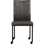 Leren eetkamerstoel Comfort met wieltjes - Vintage Grey, Ophalen of Verzenden, Nieuw, Leer, Modern