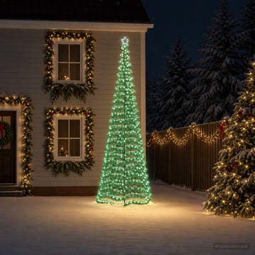 vidaXL Led-kerstboom met tinsel en grondpen EKENAS 400 cm, Verzenden, Nieuw
