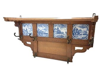 Kapstok - Eik - Amsterdamse School 83 cm, Antiek en Kunst