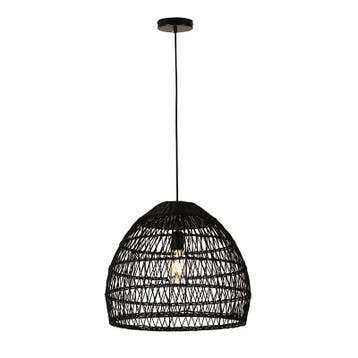 Rotan hanglamp zwart, Rosa, Ophalen of Verzenden, Nieuw, Metaal, Japandi